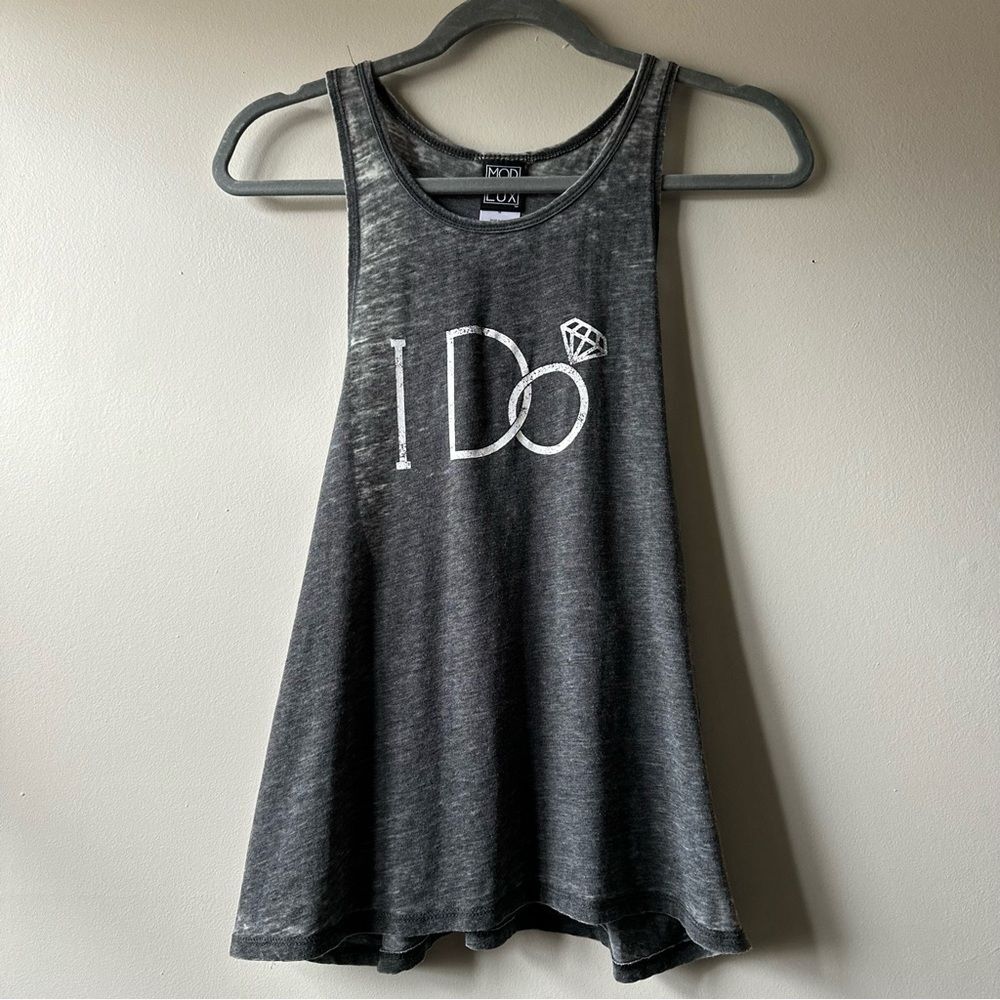 Modern Lux Bridal Party Racerback Gray Casual Tank 'I Do' Top Size M